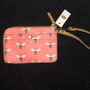 FOSSIL Queen Bee Wristlet: Coral with Lavender